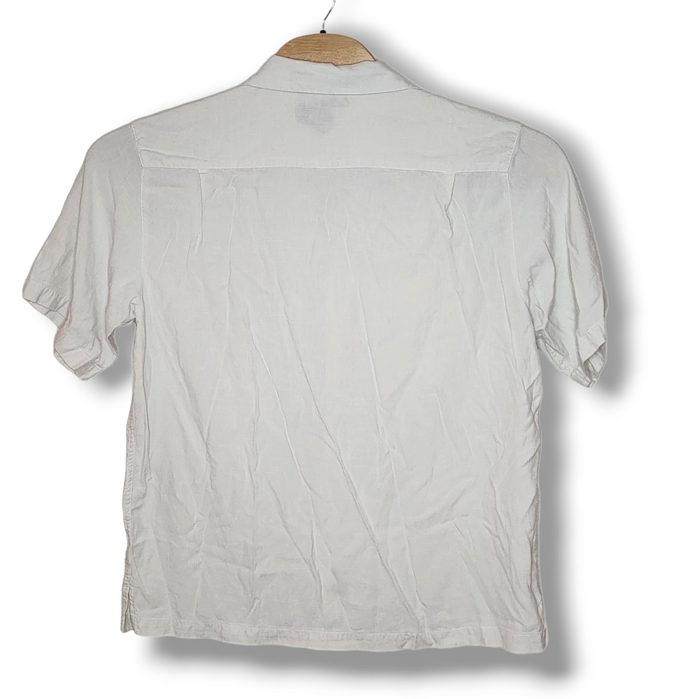 Caribbean Mens‎ Large Hawaiian Shirt White Silk rayon Floral Short Sleeve camp - Picture 3 of 5